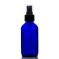 4 oz Blue Glass Boston Round Bottle with 24-410 Black Fine Mist Sprayer