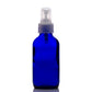 4 oz Blue Glass Boston Round Bottle with 24-410 Natural Fine Mist Sprayer