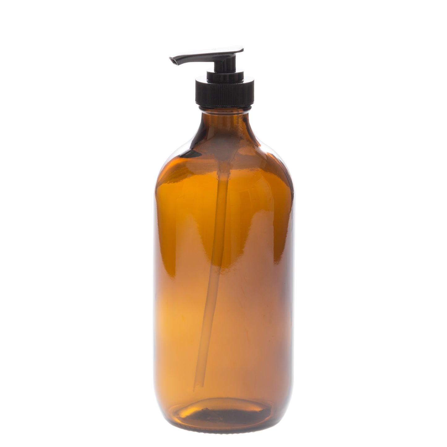 500 ml Amber Glass Bottle with 28-400 Black Saddle Pump