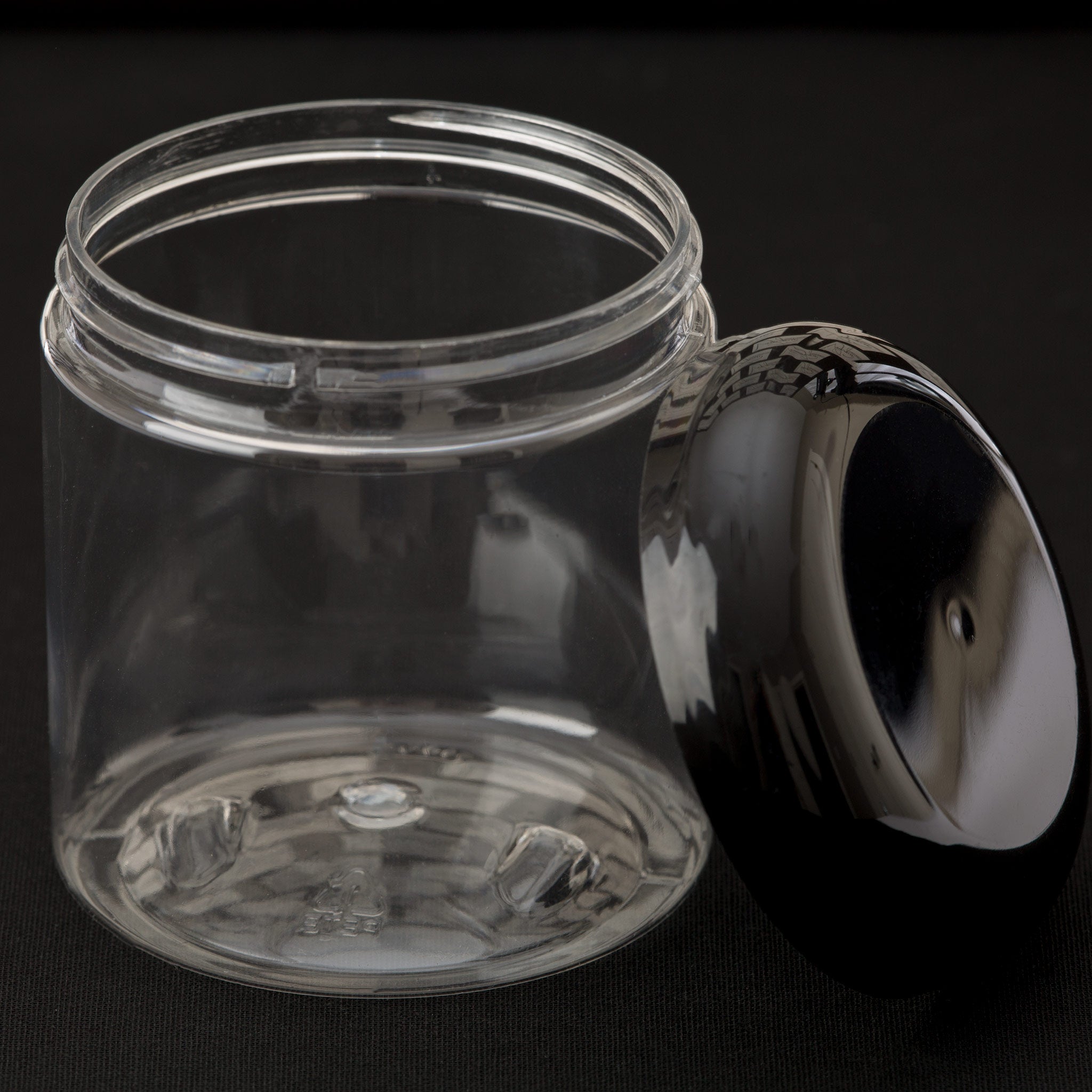 8 oz Clear Straight Sided Jar with Black Dome Cap