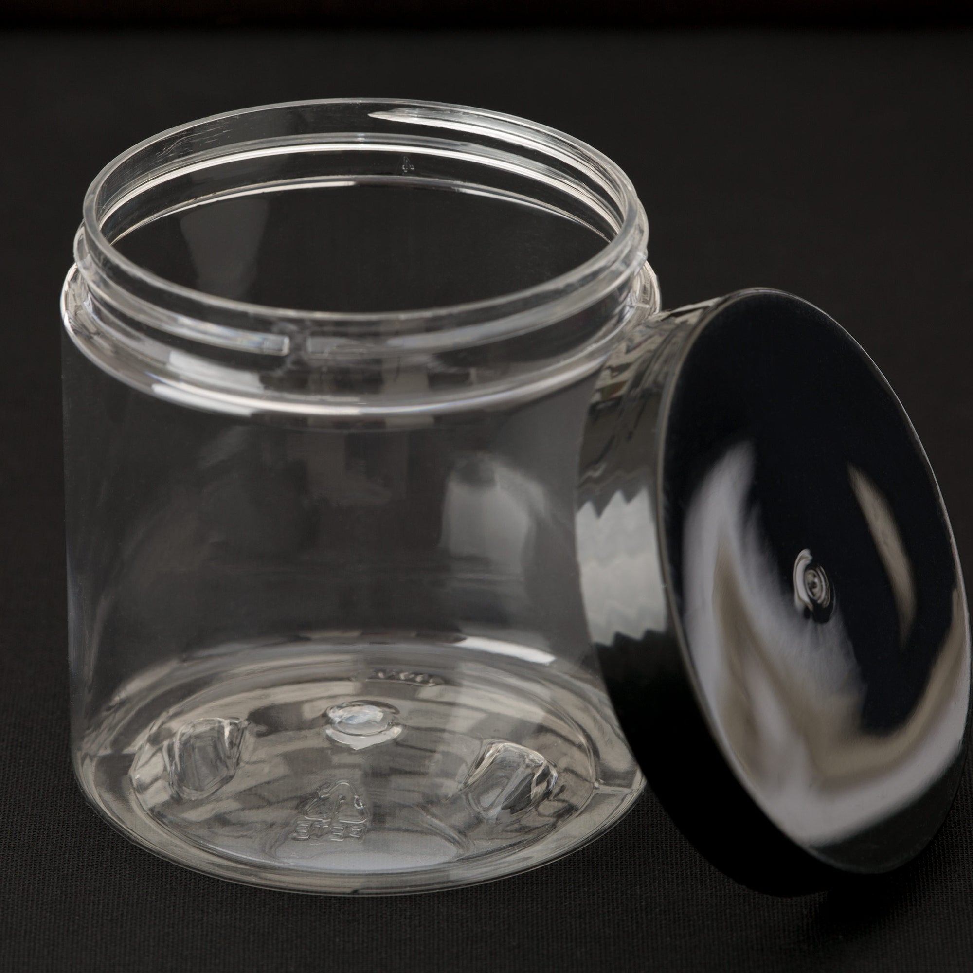 8 oz Clear Straight Sided Jar with Black Smooth Cap