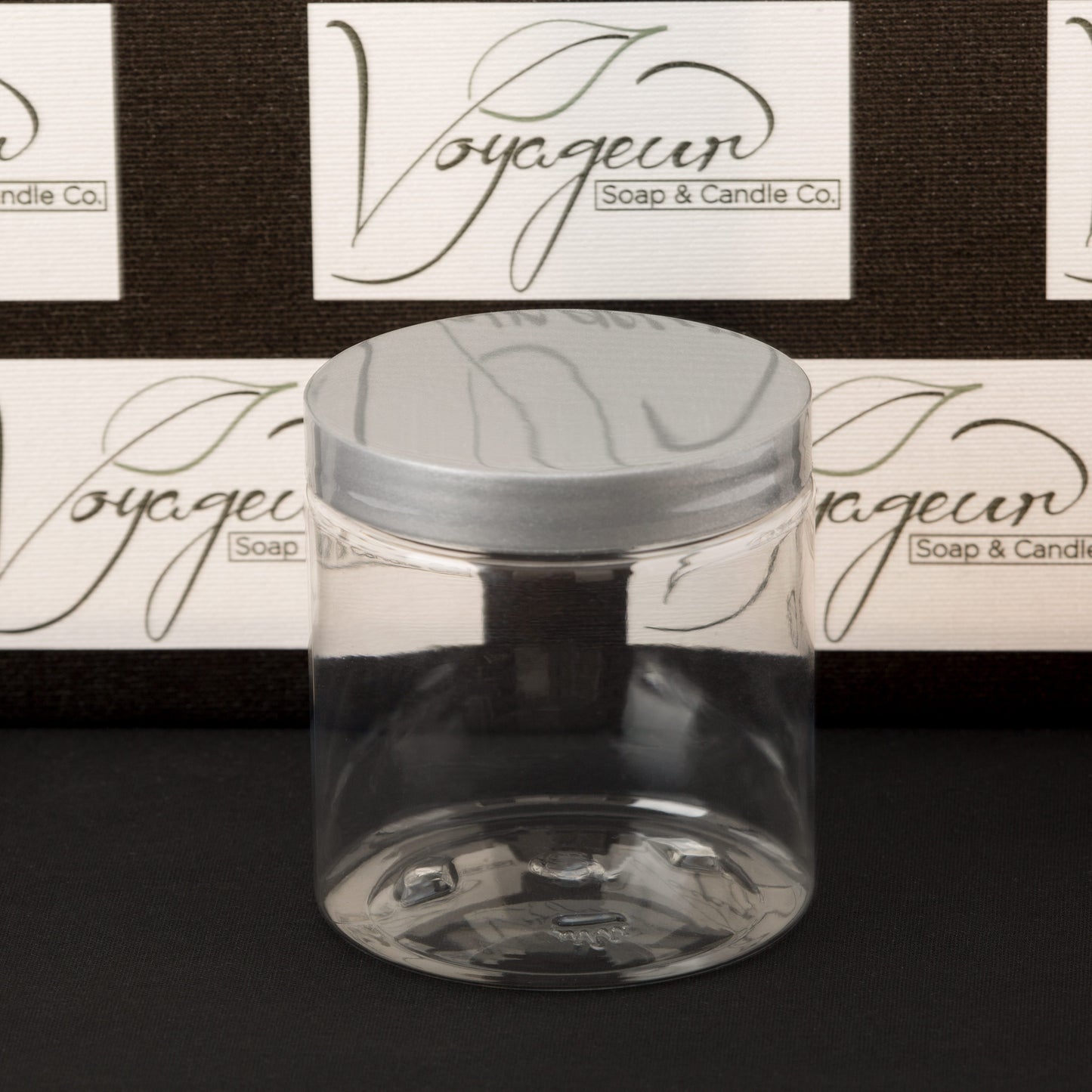 8 oz Clear Straight Sided Jar with Silver Smooth Cap