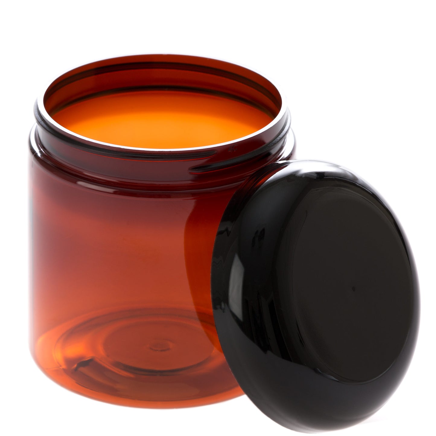 8 oz Amber Straight Sided Jar with Black Dome Cap