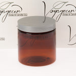 8 oz Amber Straight Sided Jar with Silver Flat Gloss Smooth Cap