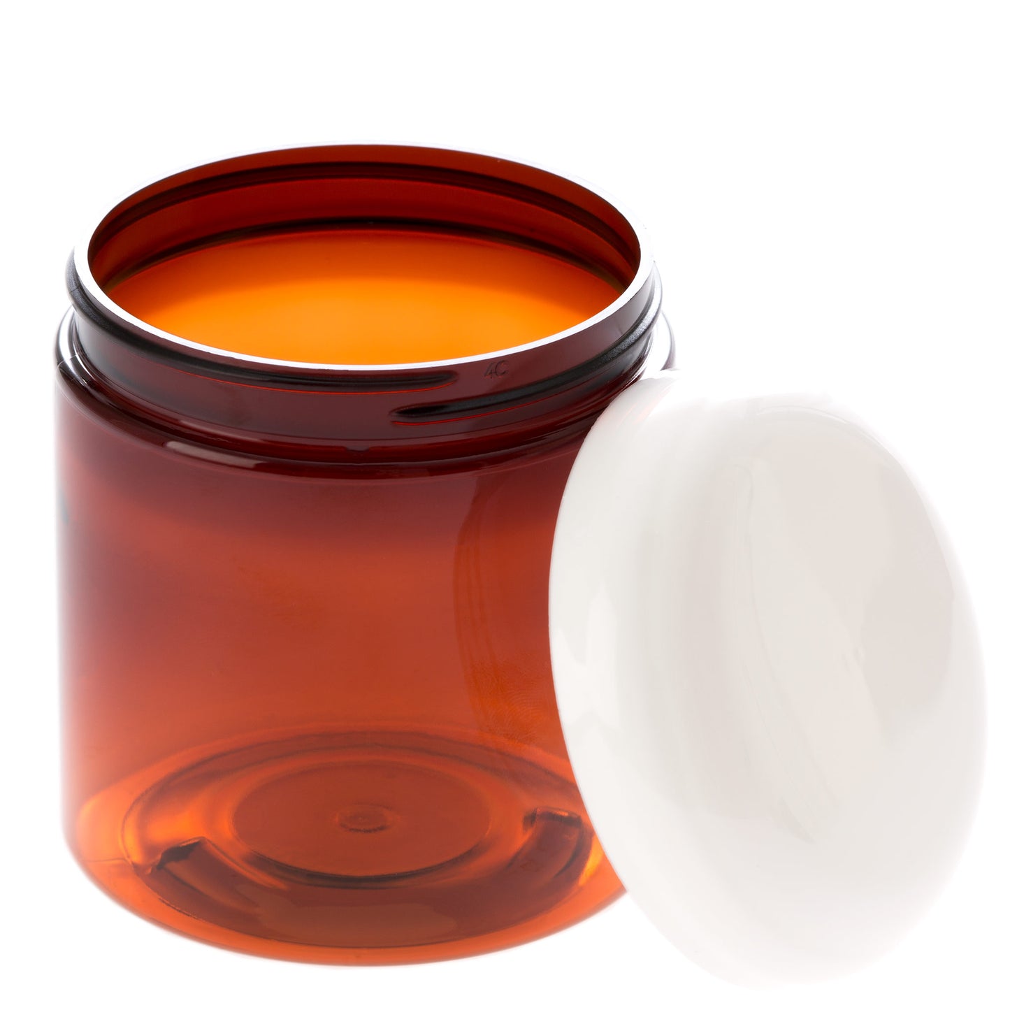 8 oz. Amber Straight Sided Jar with White Dome Cap
