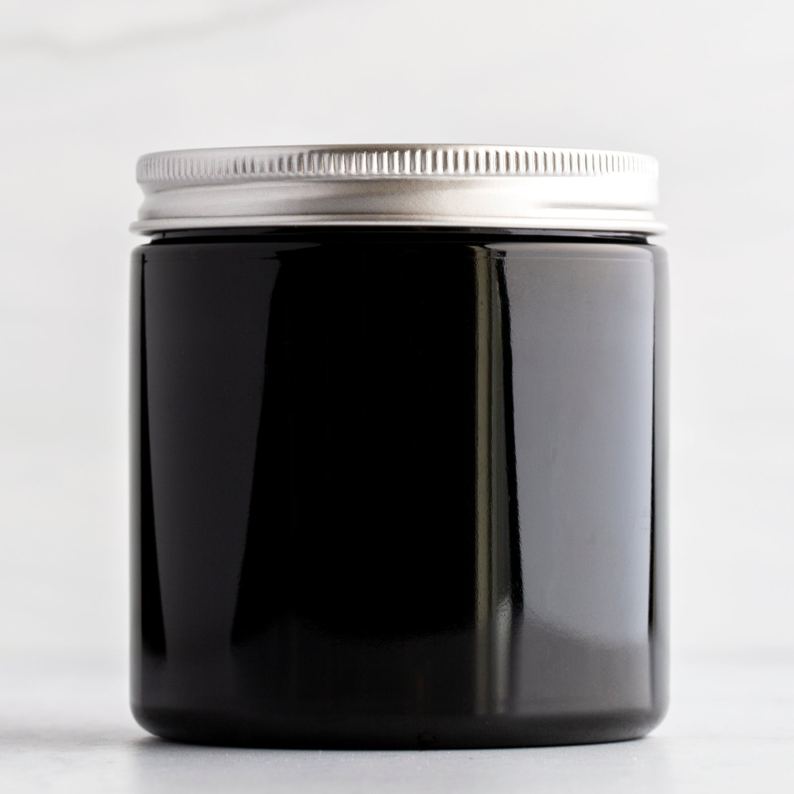 8oz Black Plastic Jar with Aluminum Cap