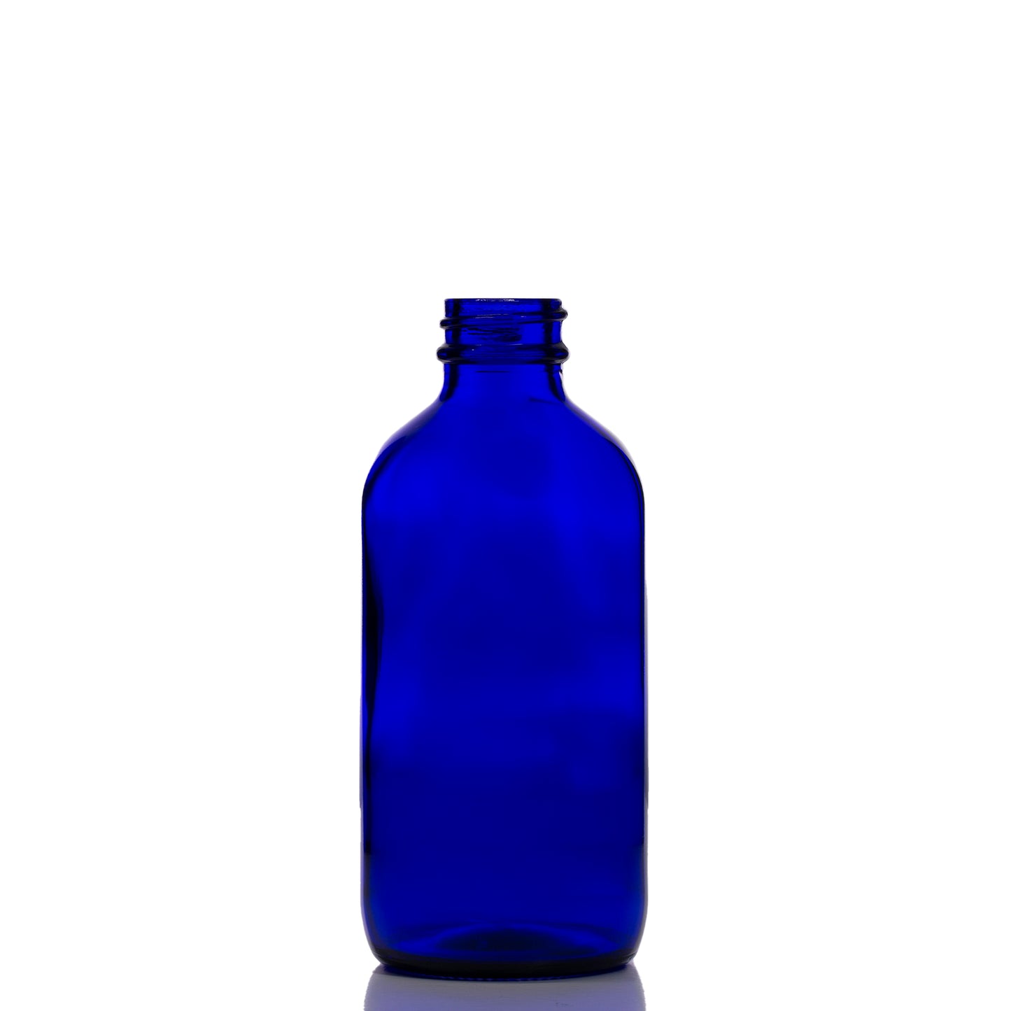 8 oz Blue Glass Boston Round Bottle with 28-400 Neck