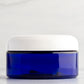 8 oz Blue Shallow Plastic Jar with White Dome Cap