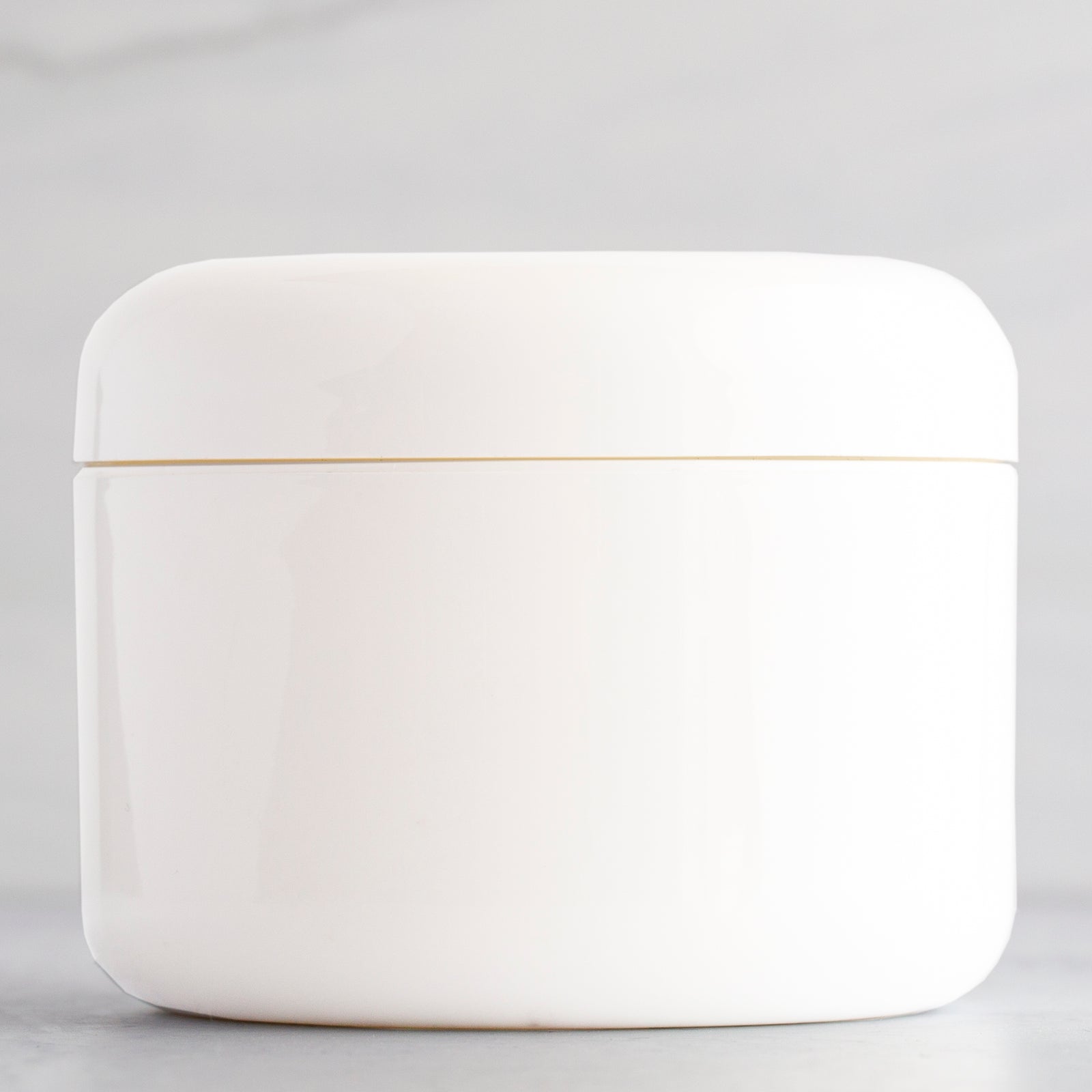 8 oz White Round Base Plastic Jar with White Dome Cap