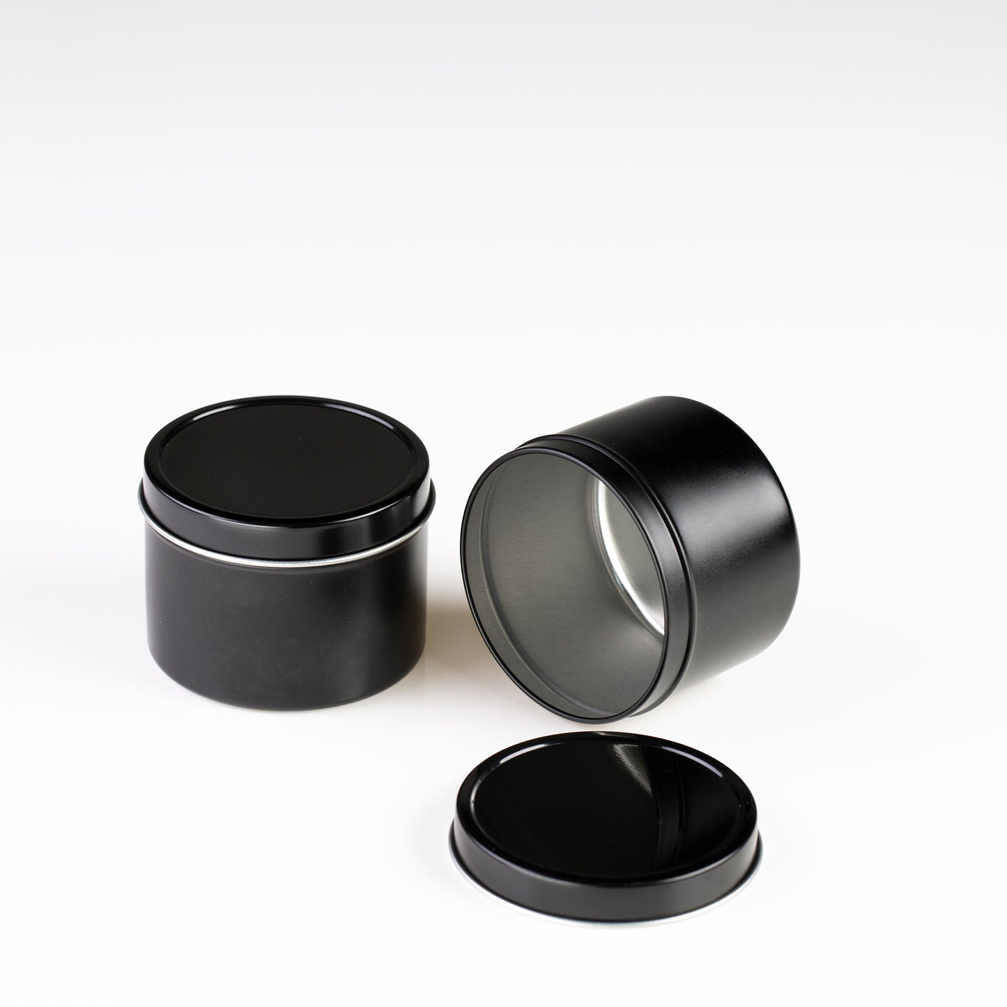 6 oz Black Deep Metal Tins with Slip Cover Lid