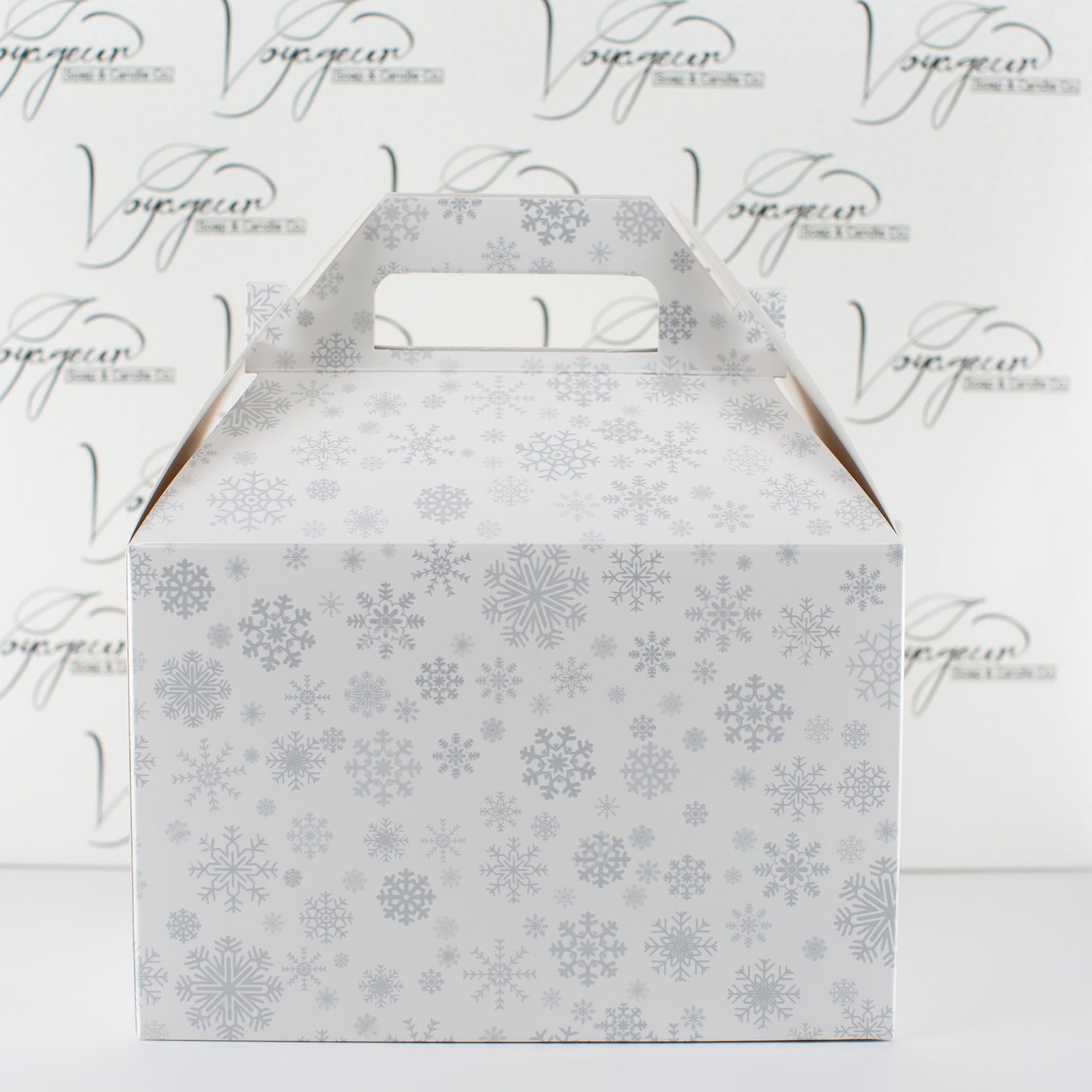 White Gable Box with Silver Snowflakes