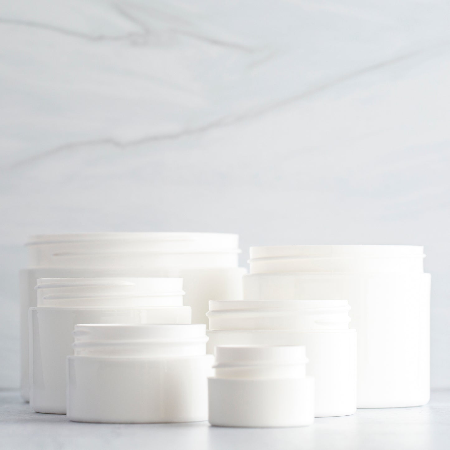 White Square Base Plastic Jars