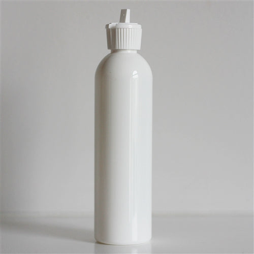 8 oz White Bullet Bottle with White Turret Dispensing Cap