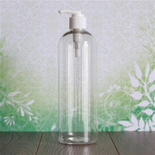 Clear PET Bullet with Pump - White - 16 oz
