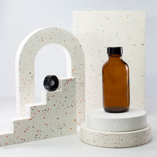 100 ml Amber Glass Bottle with 24-400 Black Phenolic Cap