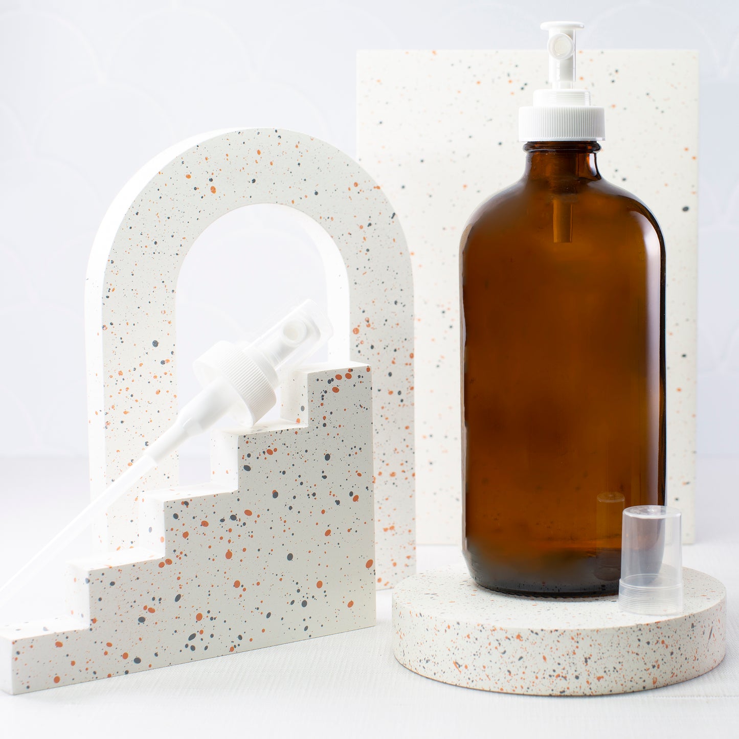 16 oz Amber Glass Bottle with 28-400 White Regular Mist Sprayer