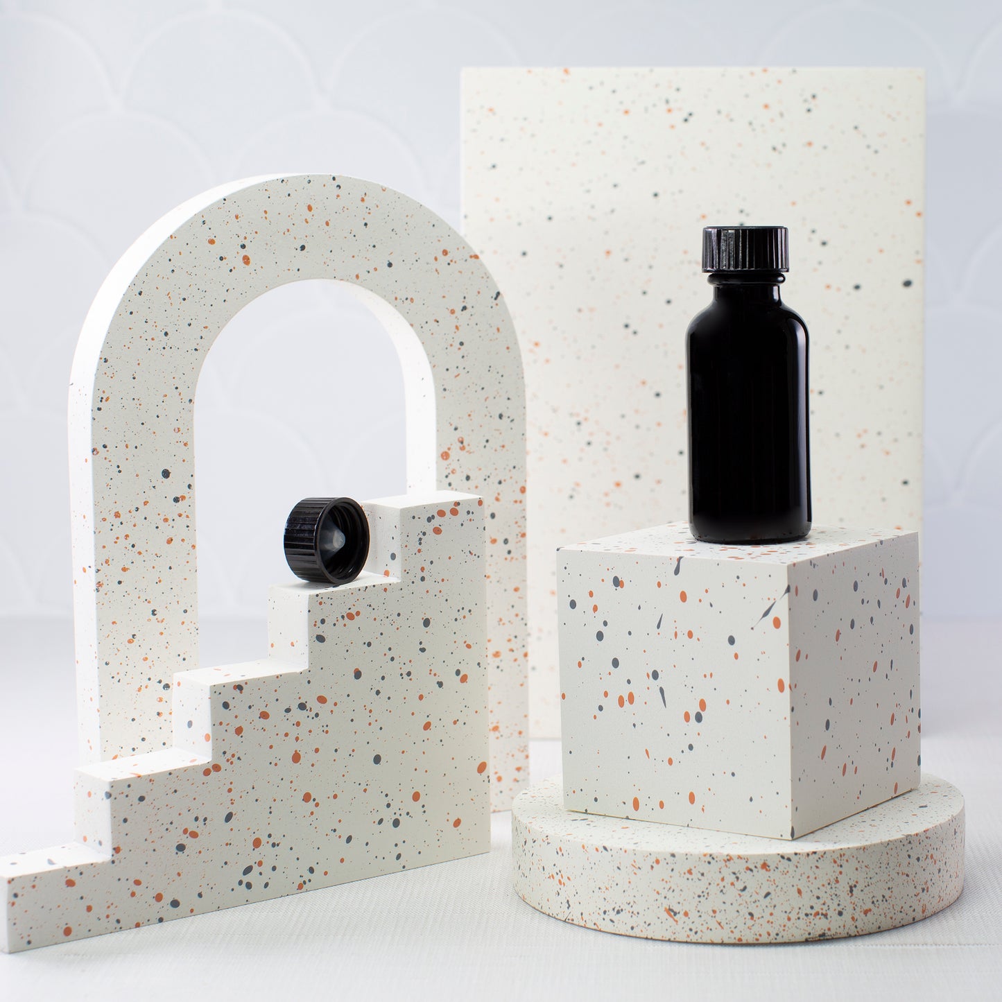 1 oz Black Glass Bottle with 20-400 Black Phenolic Cap