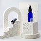1 oz Blue Glass Boston Round Bottle with 20-400 Black Fine Mist Sprayer
