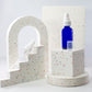 1 oz Blue Glass Boston Round Bottle with 20-400 White Treatment Pump