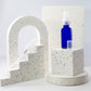 1 oz Blue Glass Boston Round Bottle with 20-410 Natural Fine Mist Sprayer