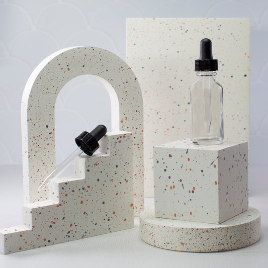 1 oz Clear Glass Bottle with 30 ml Black Glass Tube Dropper