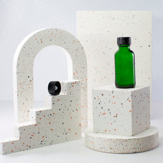 1 oz Green Glass Bottle with 20-400 Black Phenolic Cap