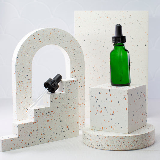 1 oz Green Glass Bottle with 30 ml Glass Tube Dropper