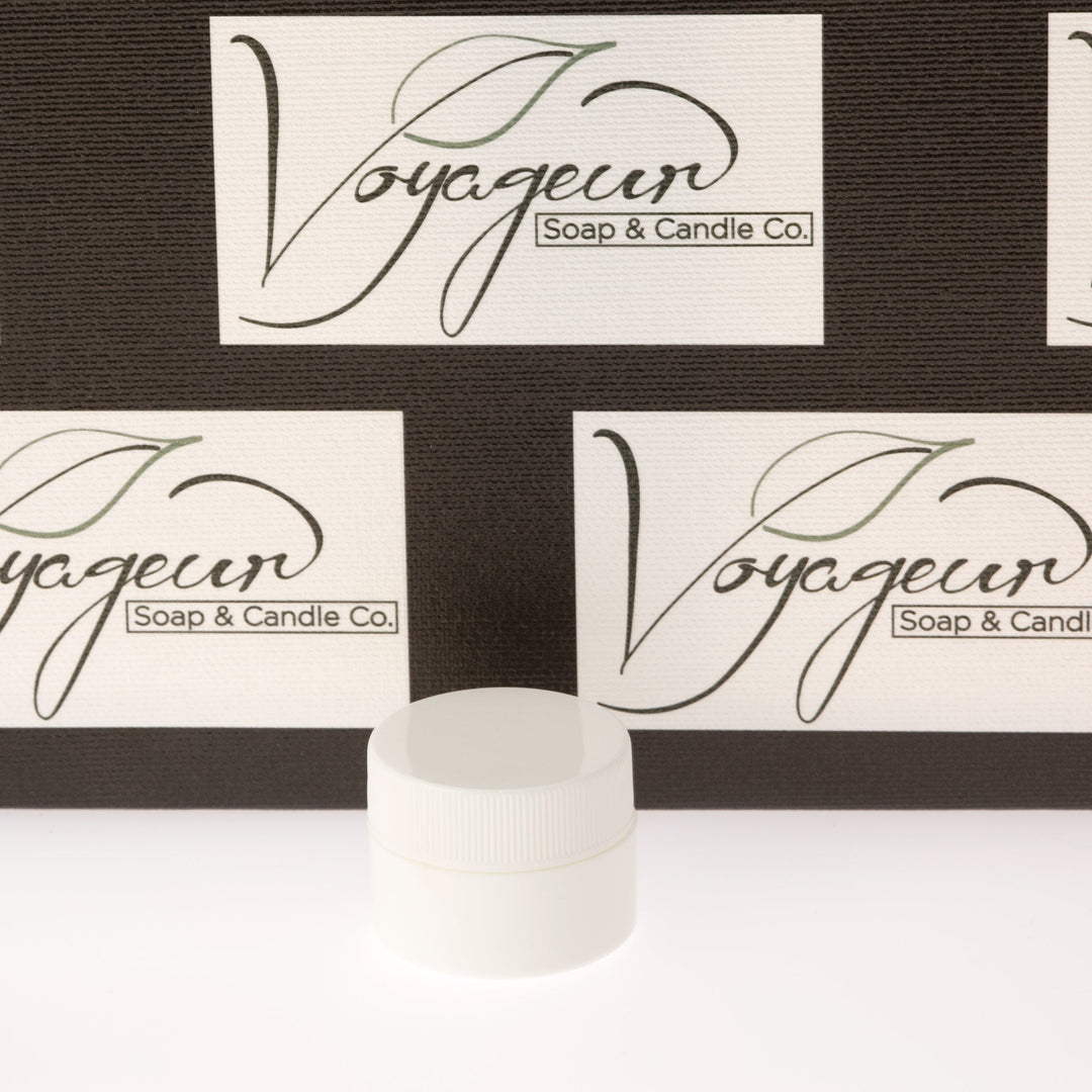 .25 oz / 7.5 ml White Lip Balm Jar with White Ribbed Cap