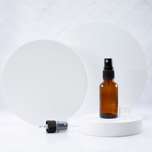 30 ml Amber Essential Oil Bottle with 18-400 Black Fine Mist Sprayer