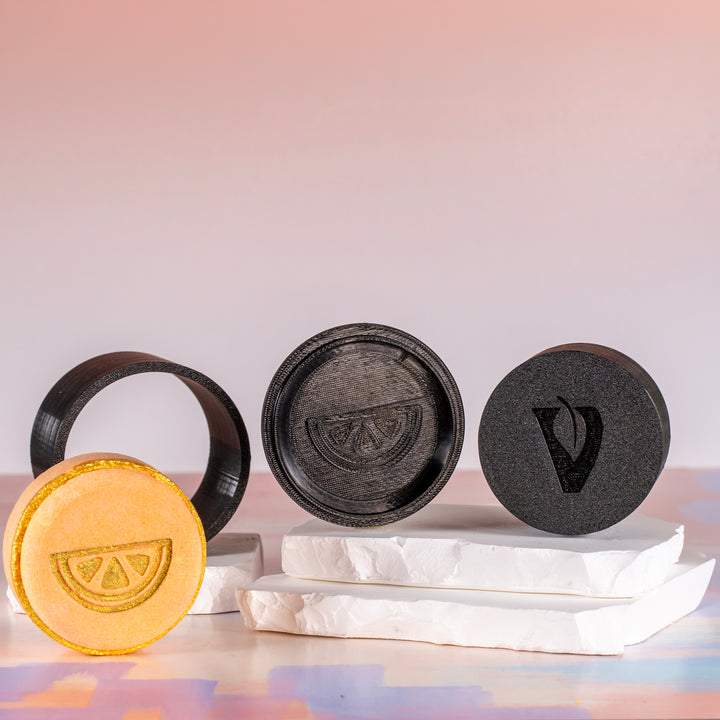Citrus Slice Embossed Round Shower Steamer &amp; Shampoo Bar Mold - 3D Printed