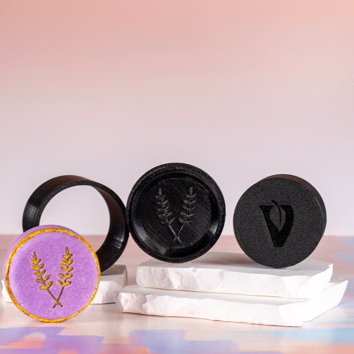 Lavender Embossed Round Shower Steamer &amp; Shampoo Bar Mold - 3D Printed