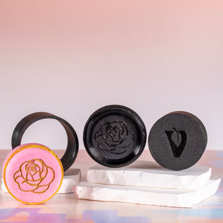 Rose Embossed Round Shower Steamer &amp; Shampoo Bar Mold - 3D Printed