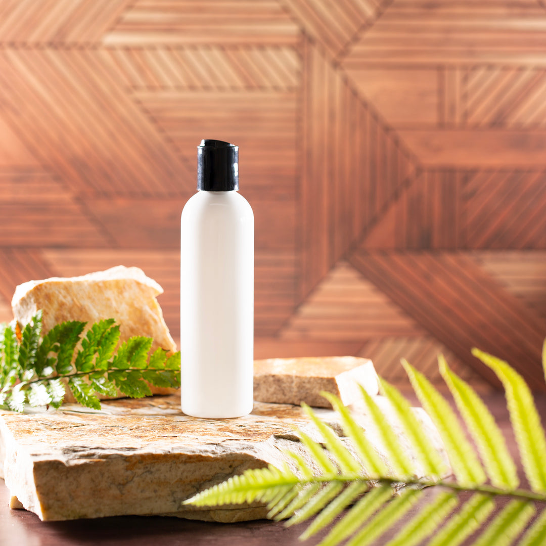 4 oz White Bullet Bottle with Black Disc Cap