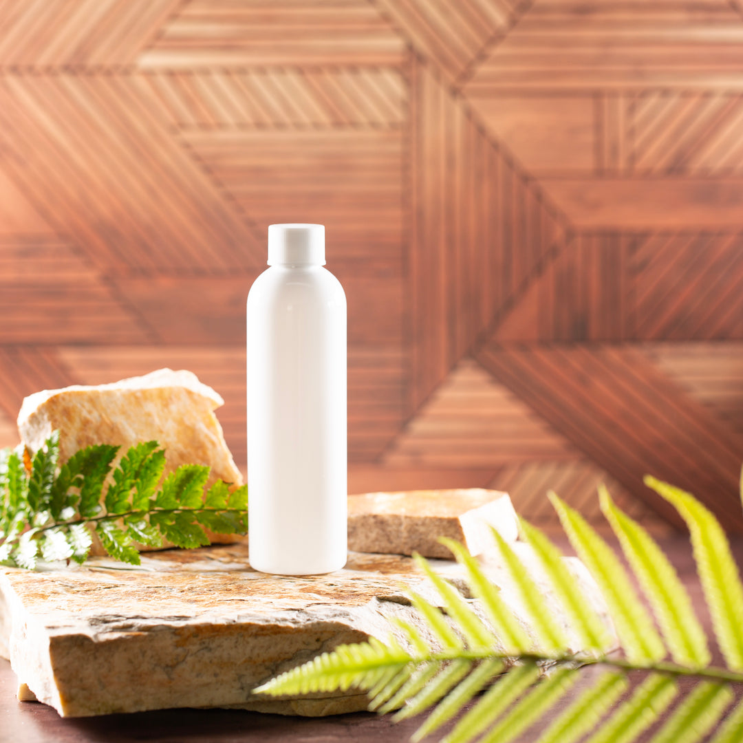 4 oz White Bullet Bottle with White Ribbed Screw Cap