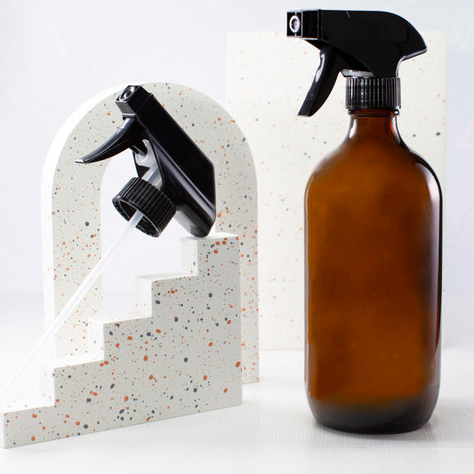 500 ml Amber Glass Bottle with 28-400 Black Trigger Sprayer