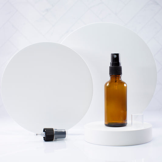 50 ml Amber Essential Oil Bottle with 18-400 Black Fine Mist Sprayer