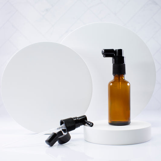 50 ml Amber Essential Oil Bottle with 18mm Black Spray Pump