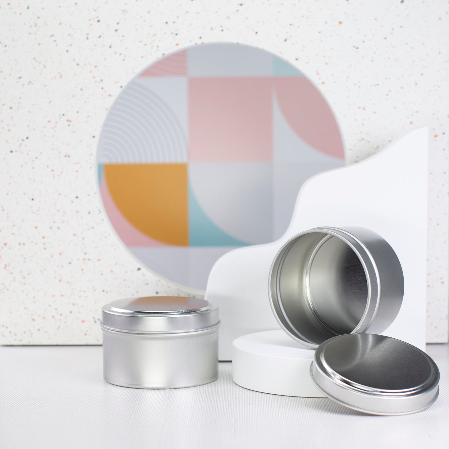 6 oz Silver Deep Metal Tins with Slip Cover Lid