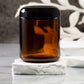 8 oz Amber Glass Jar with 70-400 Black Dome Cap