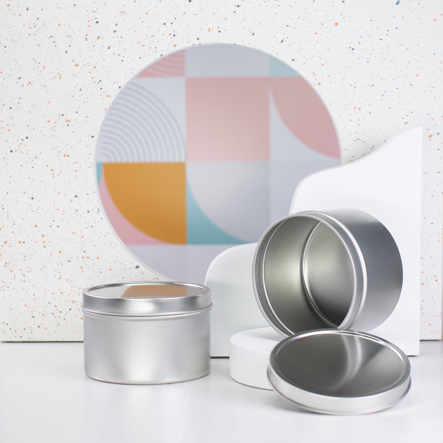 8 oz Silver Deep Metal Tins with Slip Cover Lid