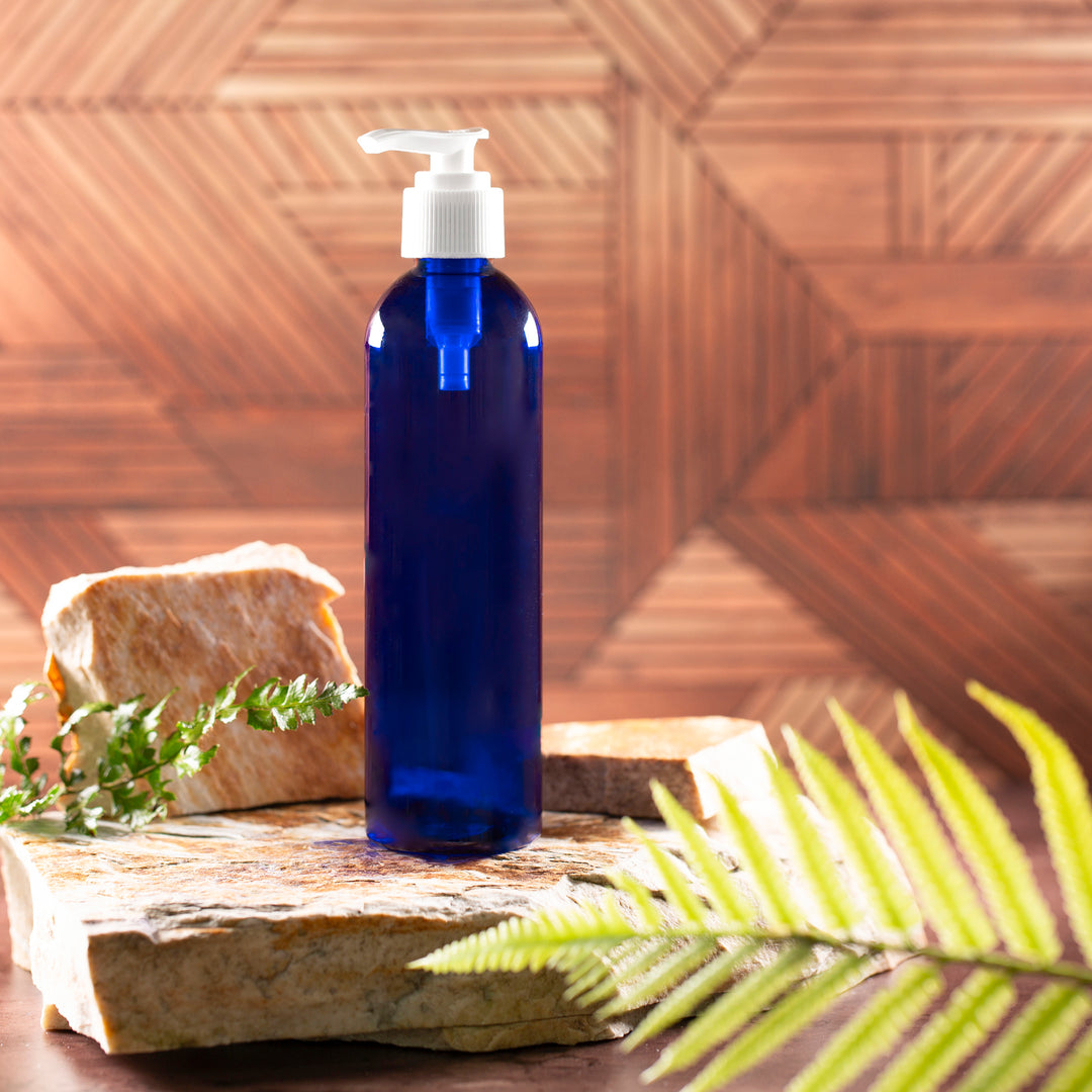 8 oz Blue PET Bullet Bottle with 24-410 Neck