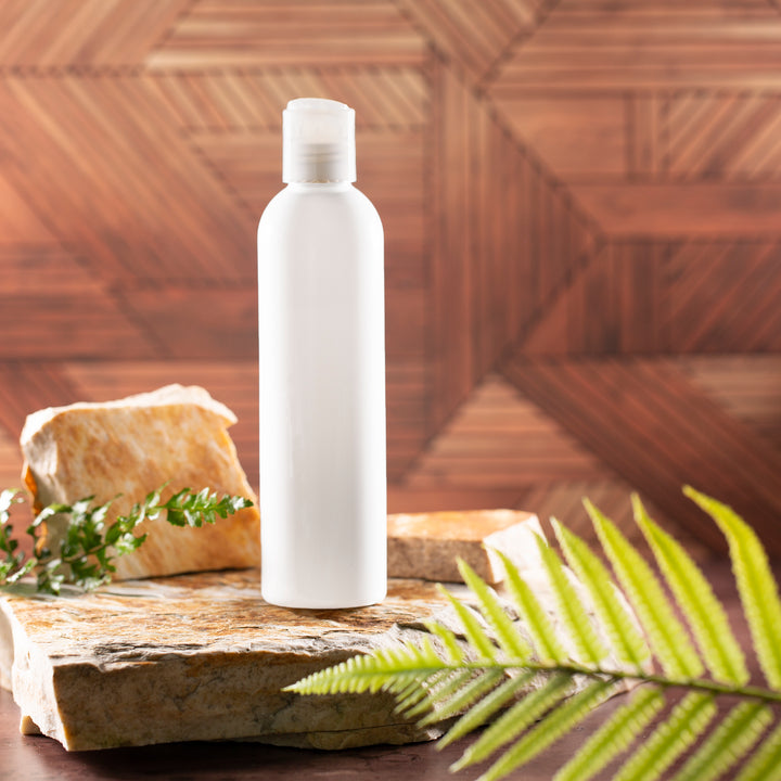 8 oz White Bullet Bottle with Natural Disc Cap