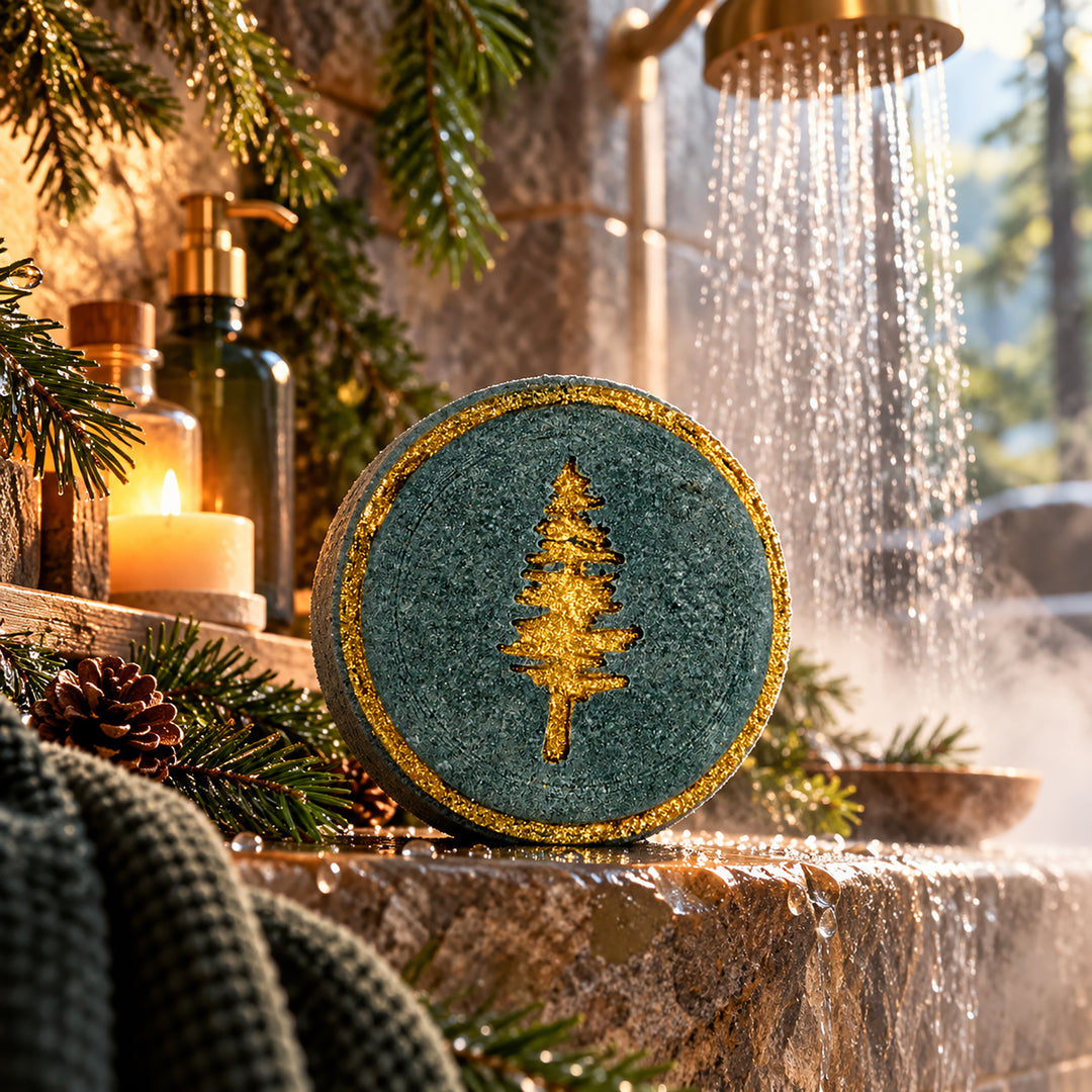 Fir Tree Embossed Round Shower Steamer &amp; Shampoo Bar Mold - 3D Printed