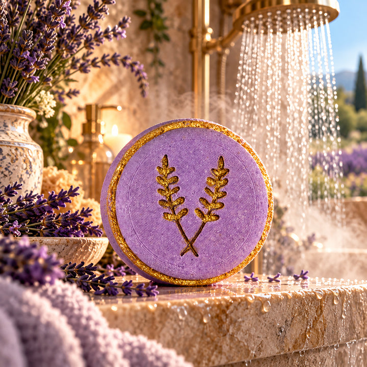 Lavender Embossed Round Shower Steamer &amp; Shampoo Bar Mold - 3D Printed