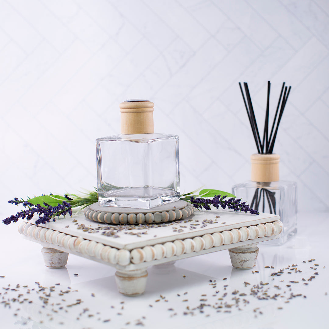 210ml Square Glass Reed Diffuser Bottle with Wood Cap