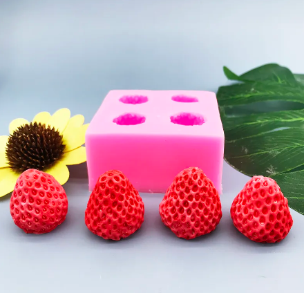 Strawberry Embed Silicone Mold - 4 Cavity