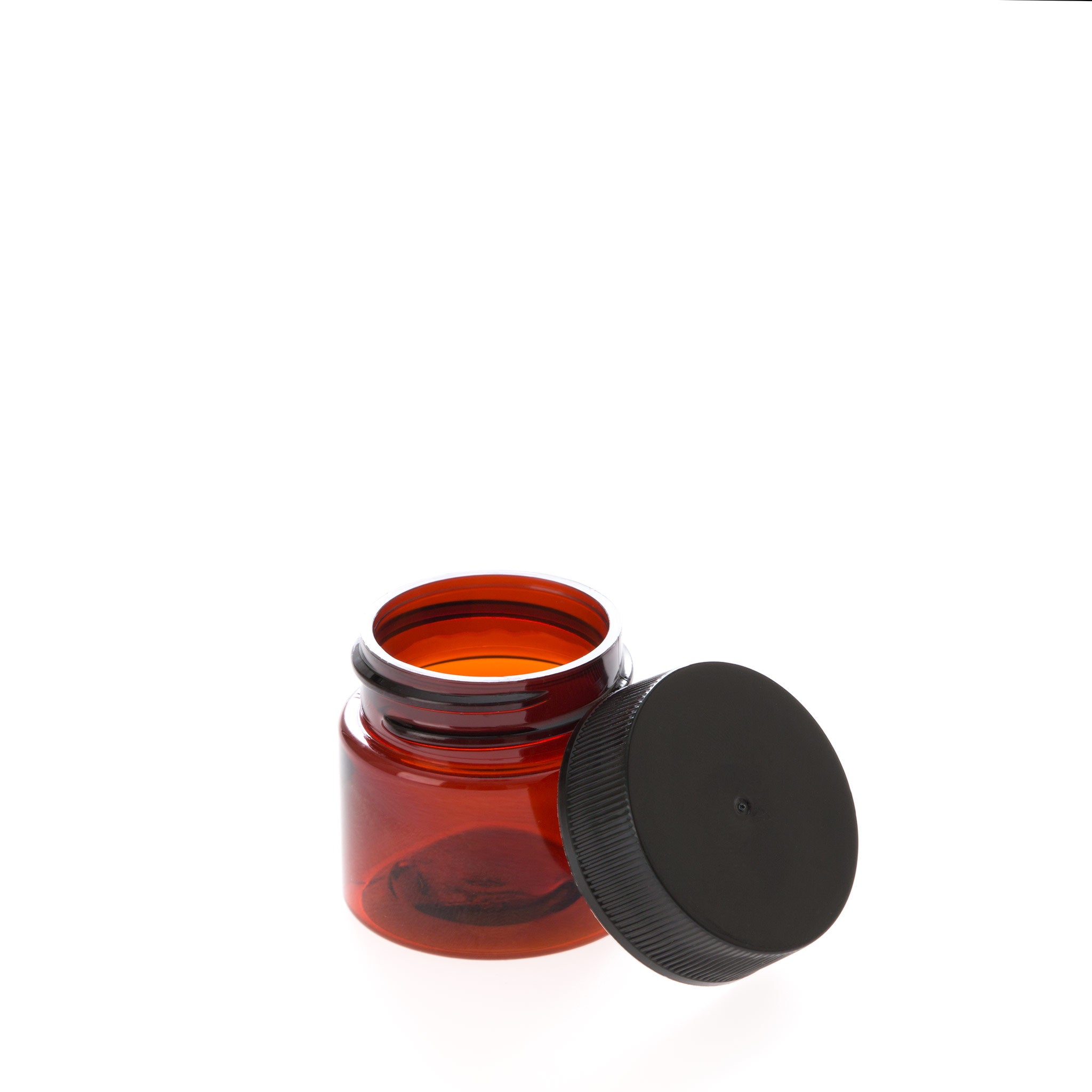 0.5 oz Straight Sided Amber Jar with Black Ribbed Screw Cap