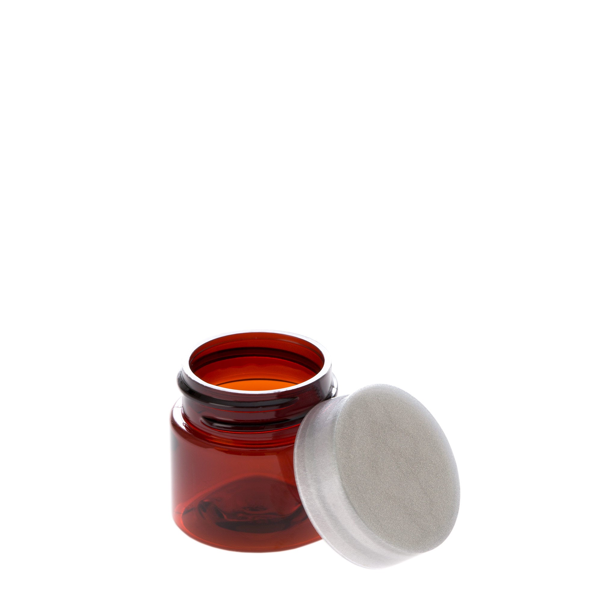 0.5 oz Straight Sided Amber Jar with Silver Flat Gloss Smooth Cap