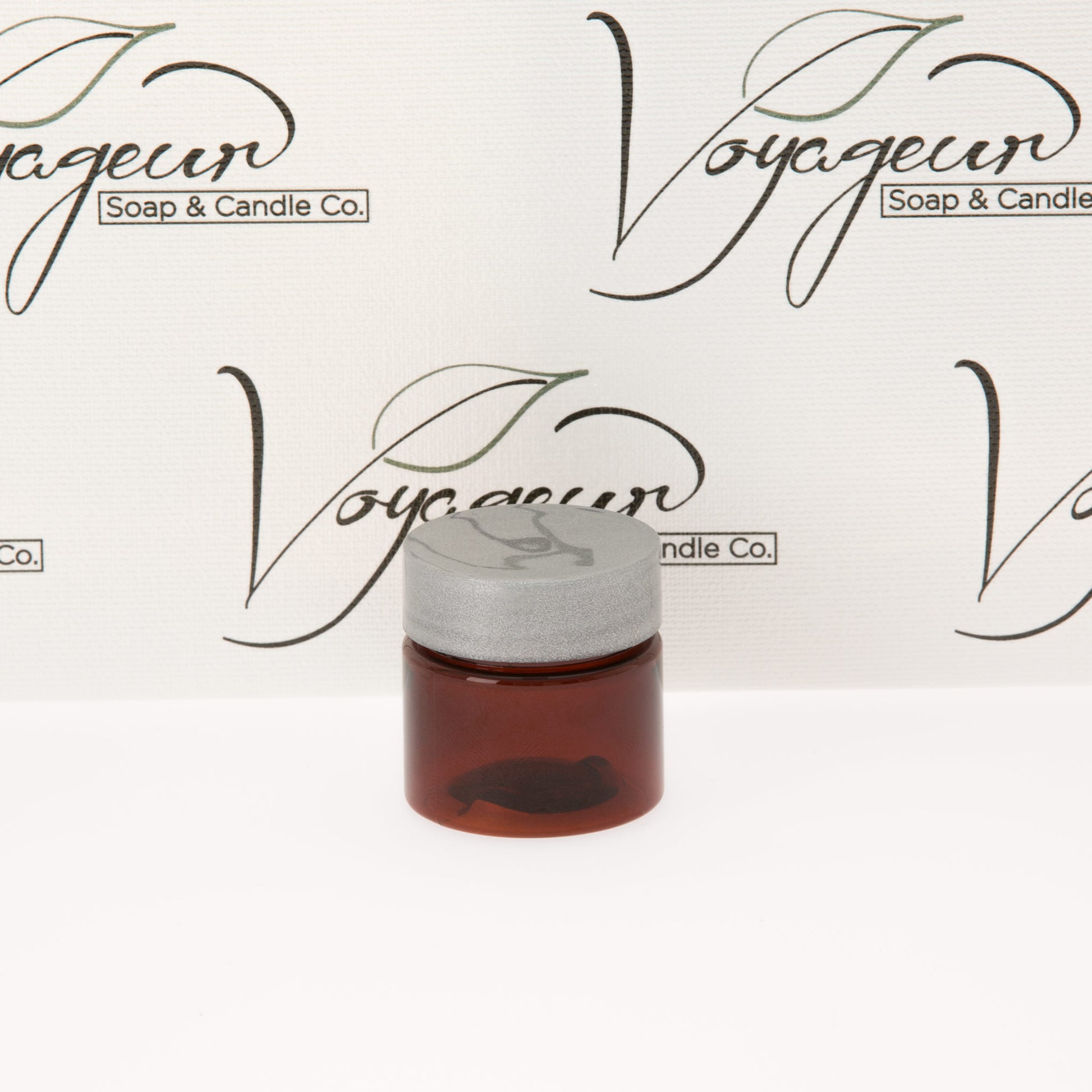 0.5 oz Straight Sided Amber Jar with Silver Flat Gloss Smooth Cap