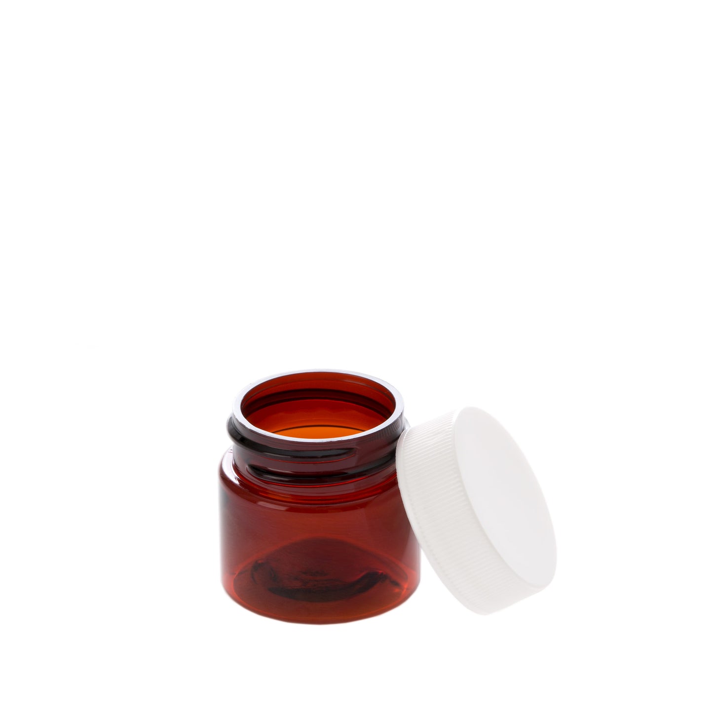 0.5 oz Straight Sided Amber Jar with White Ribbed Screw Cap